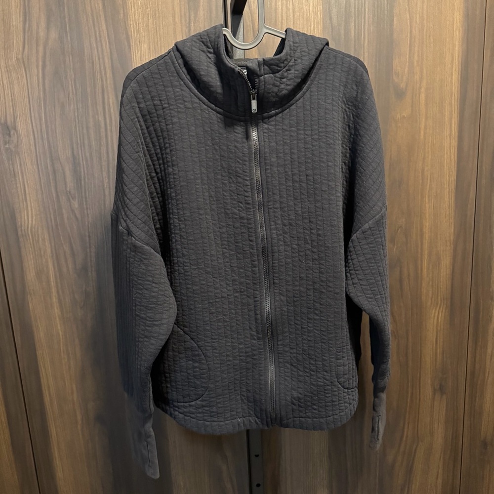 Gap Fit GapFit Jacquard Quilted Full Zip Hoodie Jacket Large Black